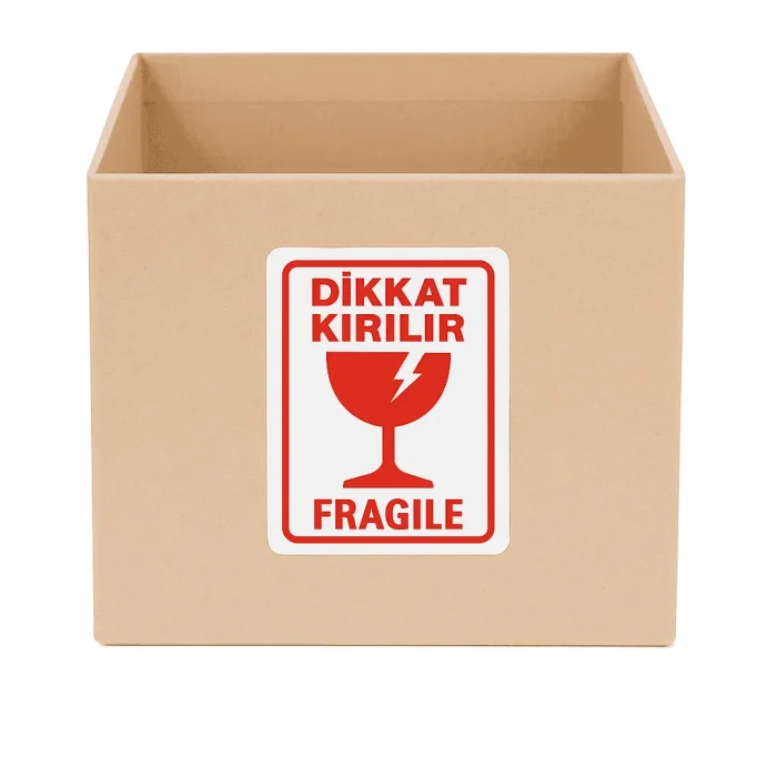 Dikkat Kırılır Uyarı Etiketi (Kare)