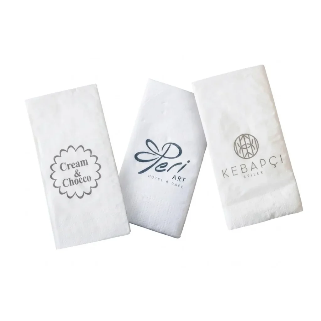 Özel tasarım logolu garson katlama peçete görseli